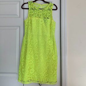 J.Crew Collection Lace Sheath Dress Neon Yellow
